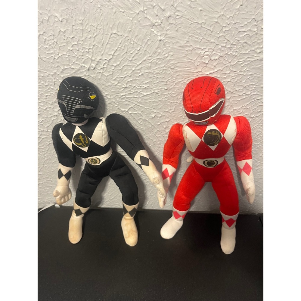 Vintage 1994 Power Rangers Plush Kid Dimension Red & Black Ranger Set of‎ 2